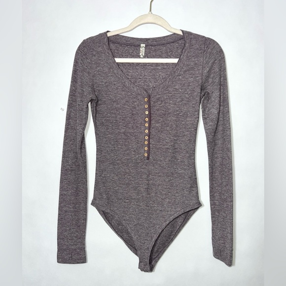 Free People Intimately Women's Dylan Thermal Bodysuit Button Placket Bodycon‎ Sm - Picture 2 of 16